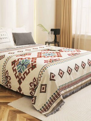Bohemian blanket nap blanket multifunctional sofa blanket outdoor blanket camping blanket thick cotton and linen bed scarf